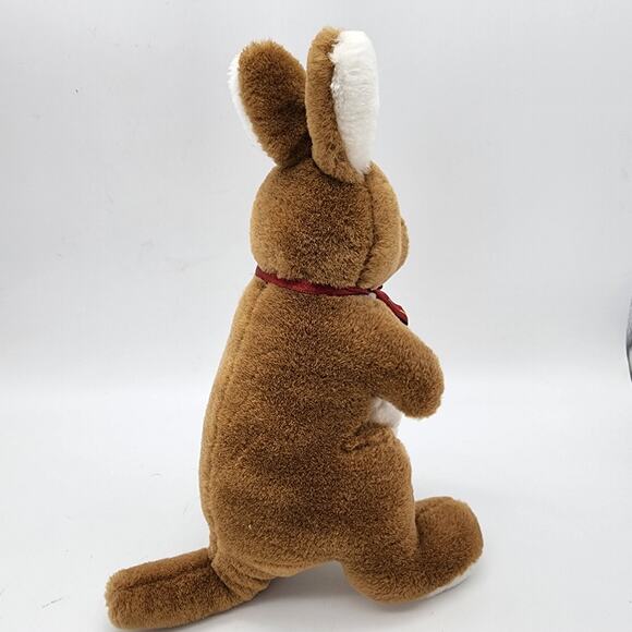 Toyhut Kangaroo Mother Joey Pouch Plush 10" Satin Bow Brown Stuffed Uni Toys - Picture 5 of 9
